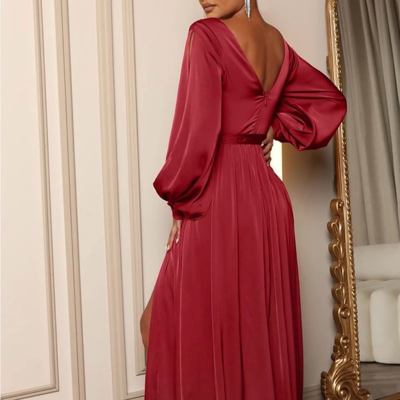 NWT Fashion Nova Belle Maxi Dress Wine Red XS - Picture 4 of 13